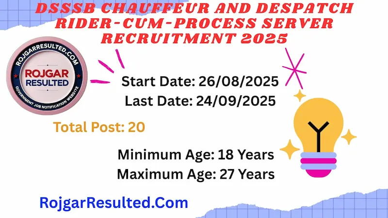 DSSSB Chauffeur and Despatch Rider-cum-Process Server 