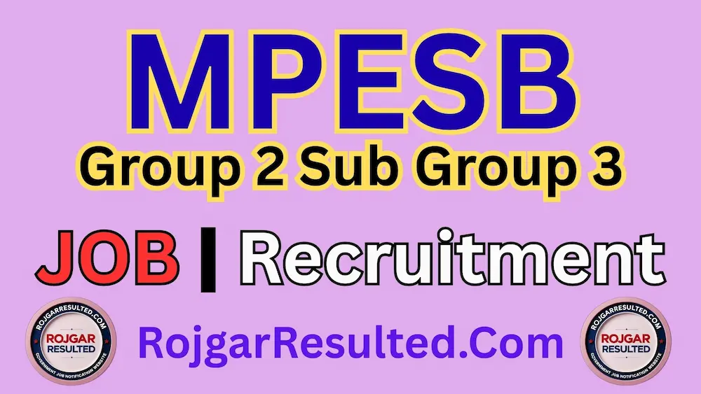 MPESB Group 2 Sub Group 3 Recruitment