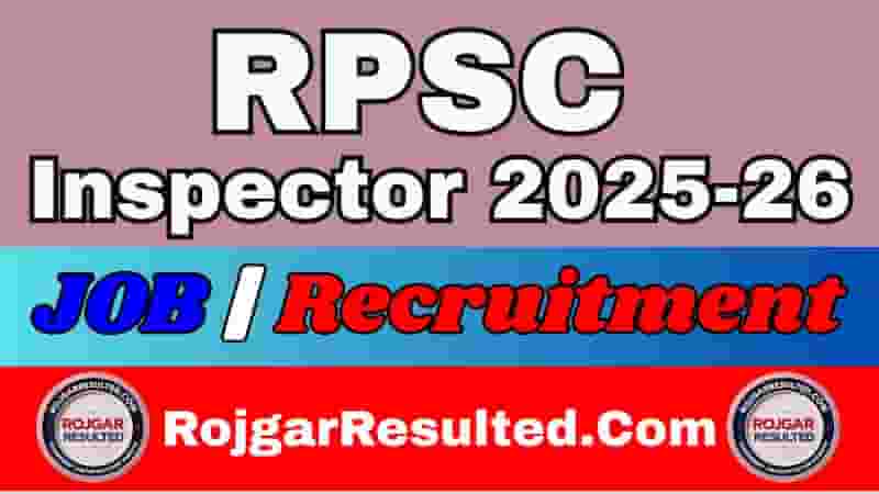 RPSC Inspector of Factories Recruitment 2025-26